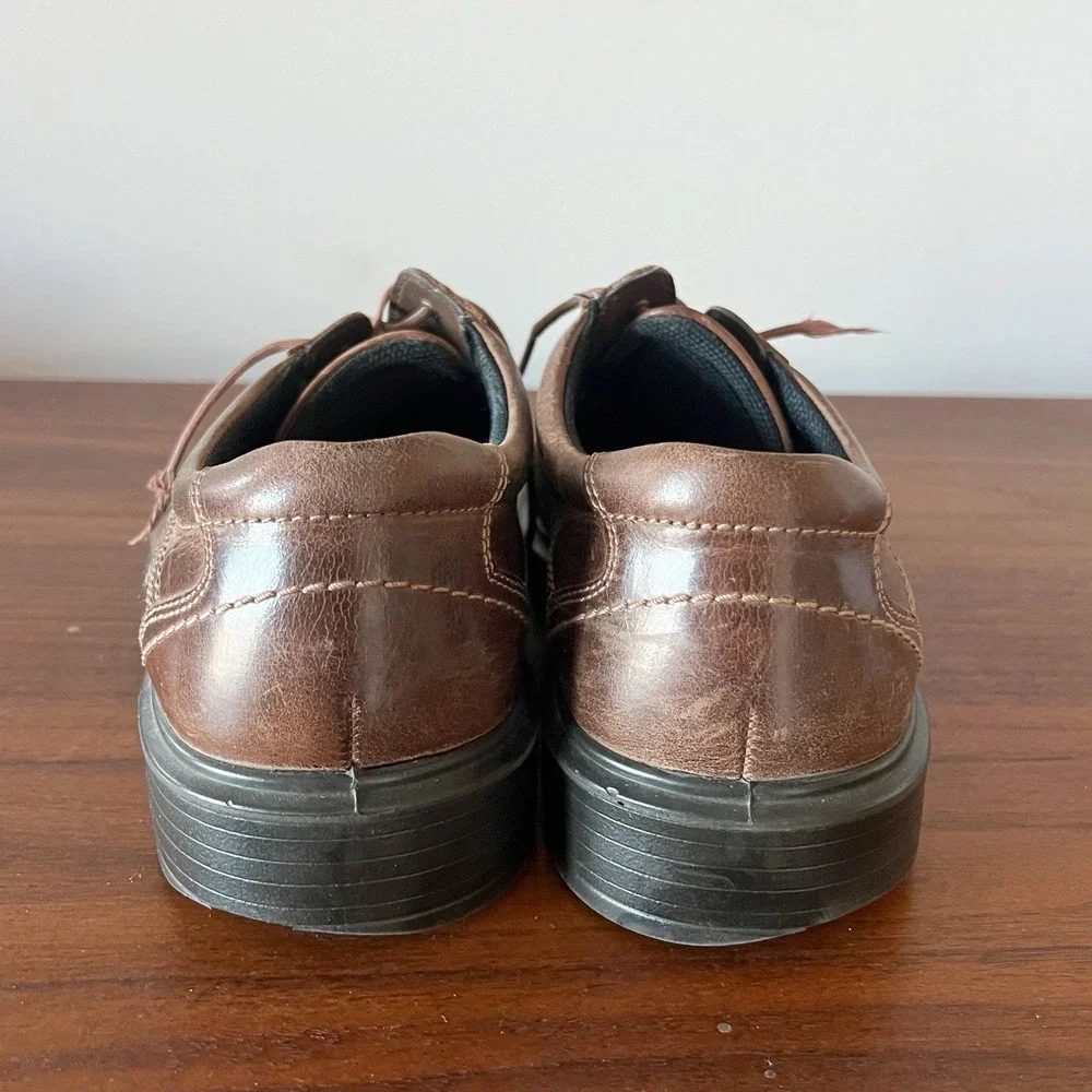 ECCO Men's Brown Leather Dress Shoes Size 43 (US‎ 9–9.5) Lace Up Comfort Sole